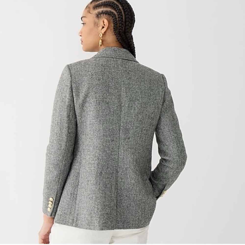 J Crew Bristol Blazer Jacket in Graphite Herringbone Wool Women's Size 0 - Picture 4 of 10